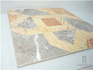 Turkey Grey Emperador Marble Square Waterjet Marble Design for Lift Space