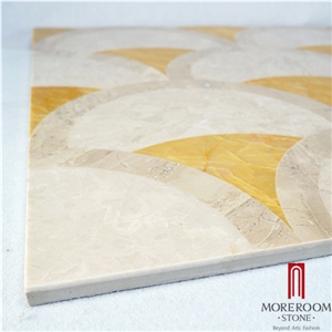 Turkey Merkez Karaçal Koyu Latte Beige Composite Marble Tiles Decorative Floor Tile Thin Laminated Water-Jet Medallions Marble Price