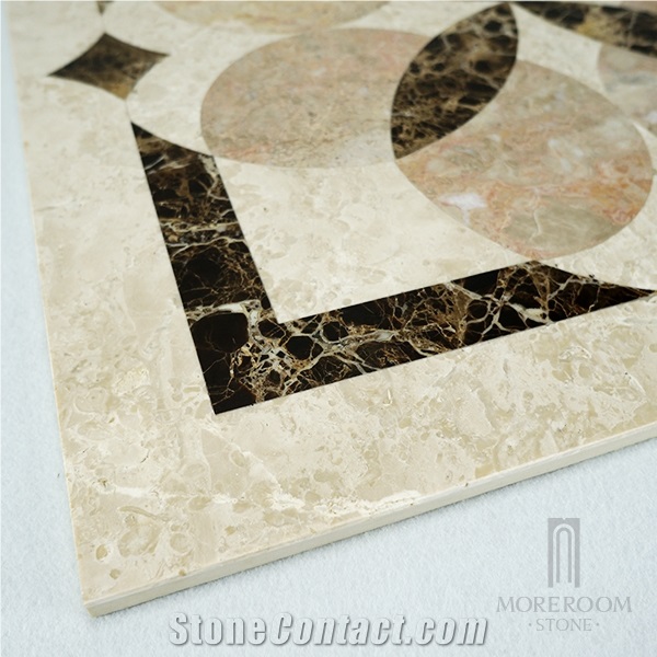 Turkey New Altman Beige Marble Flower Design Thin Laminated Medallion