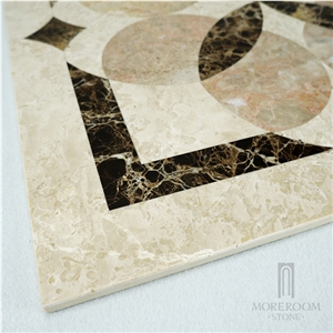 Turkey New Altman Beige Marble Flower Design Thin Laminated Medallion