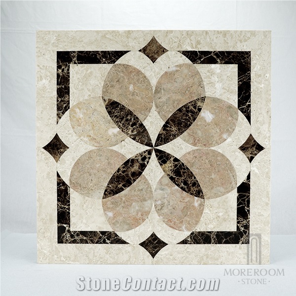 Turkey New Altman Beige Marble Flower Design Thin Laminated Medallion