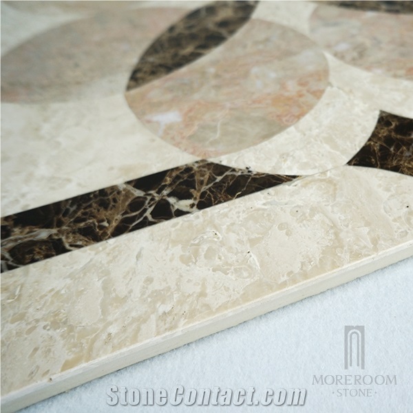 Turkey New Altman Beige Marble Flower Design Thin Laminated Medallion