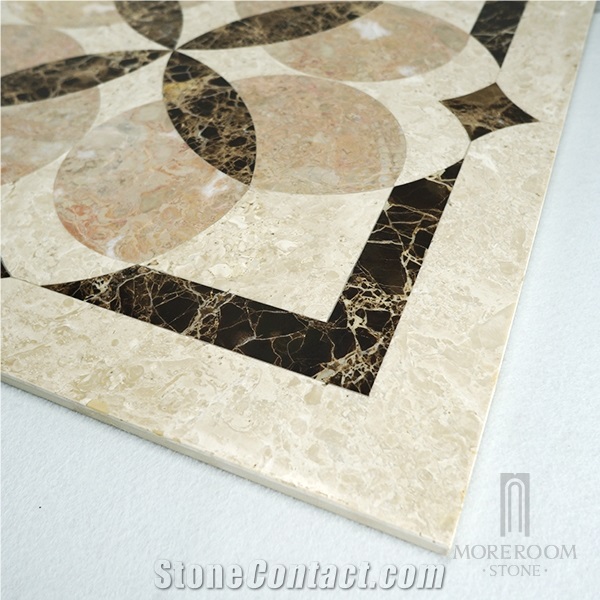 Turkey New Altman Beige Marble Flower Design Thin Laminated Medallion