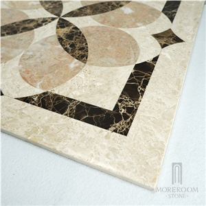 Turkey New Altman Beige Marble Flower Design Thin Laminated Medallion