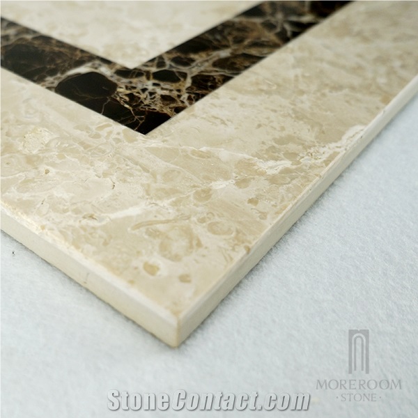 Turkey New Altman Beige Marble Flower Design Thin Laminated Medallion