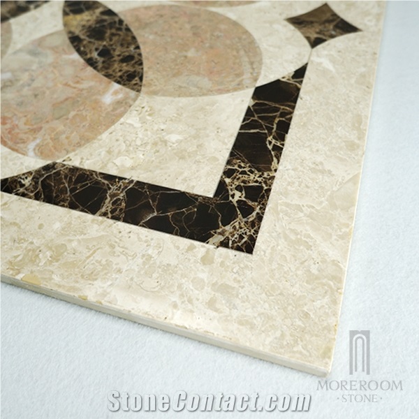 Turkey New Altman Beige Marble Flower Design Thin Laminated Medallion