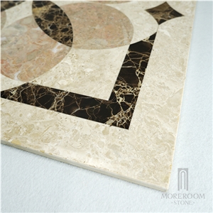 Turkey New Altman Beige Marble Flower Design Thin Laminated Medallion