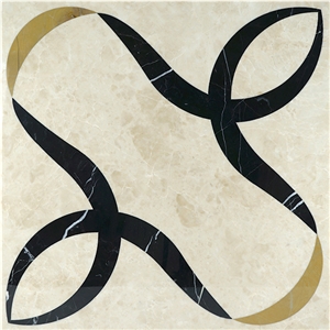 Turkey Turcamar Latte Beige Marble Ceramic Backed Waterjet Medallion Turkey Turcamar Latte Beige Marble Ceramic Backed Waterjet Medallion