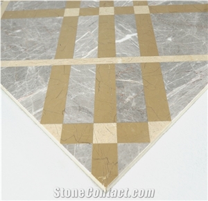 Venus Grey Marble & Gold Imperial Marble Waterjet Pattern with Porcelain Tile