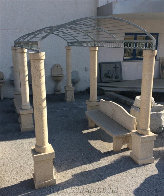 Granite Column, Stellato San Giacomo Granite Column, Beige Granite Italy Columns
