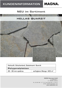 Petra Karistos Quartzite Polygonal Flagstone, Grey Greece Quartzite Irregular Flagstone