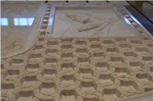 Headstone Botticino Marble, Perlato Sicilia Marble Sculpture, Beige Marble Italy Statue