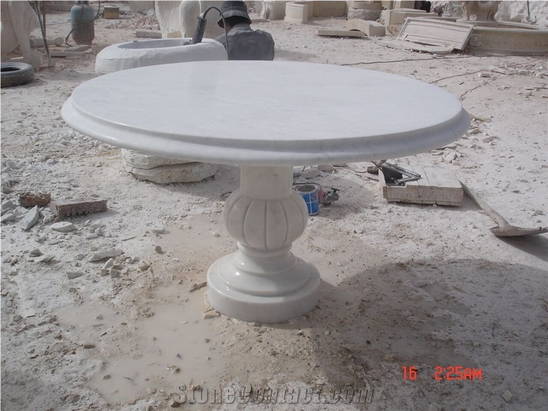 Hot Sales White Marble Round Table, Hunan White Marble Round Tables