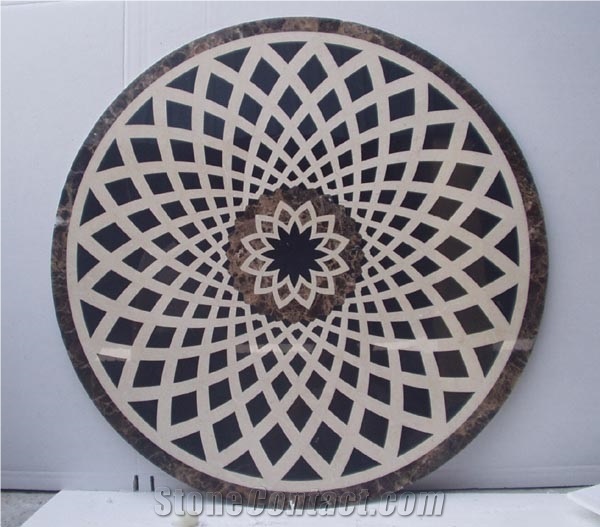 New Design Waterjet Marble Medallion, Beige Marble Medallion