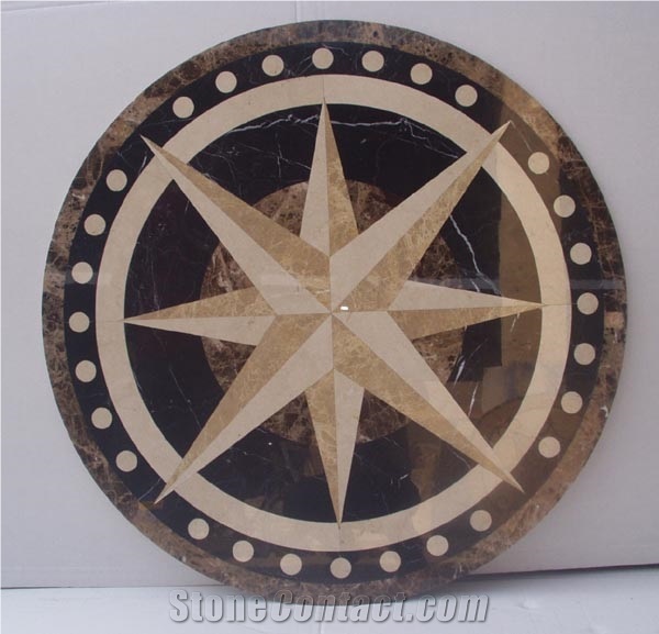 New Design Waterjet Marble Medallion, Beige Marble Medallion