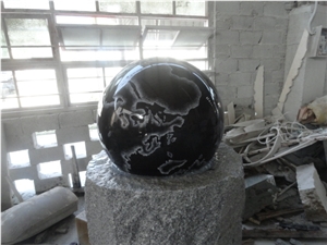 Small Fountain with Balck Ball, Black Granite Fountain
