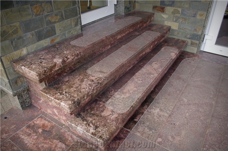 Flower Of Ukraine Granite Deck Stairs, Steps