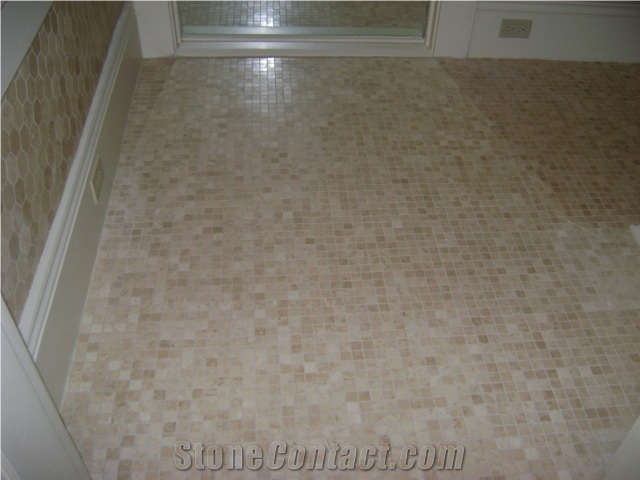 Travertine Mosaic Bathroom Wall and Floor