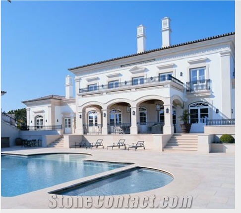 Crema Mocca Limestone Pool Terraces, Pool Coping, Beige Limestone Portugal Pool Coping