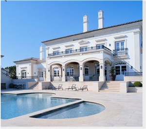 Crema Mocca Limestone Pool Terraces, Pool Coping, Beige Limestone Portugal Pool Coping