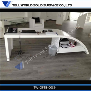 Acrylic Computer Desk,Curved Edge Table Top Office Table