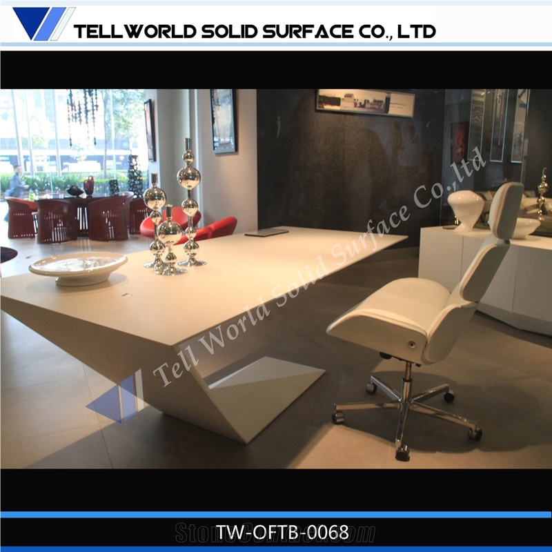 Acrylic Computer Desk,Curved Edge Table Top Office Table