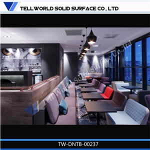 China Black Manmade Stone Dining Tables with 4 Seaters,Modern Cafe Table