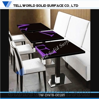 China White Manmade Stone Acrylic Coffee Table Modern,Restaurant Table and Booth Design