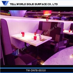 China White Manmade Stone Acrylic Coffee Table Modern,Restaurant Table and Booth Design