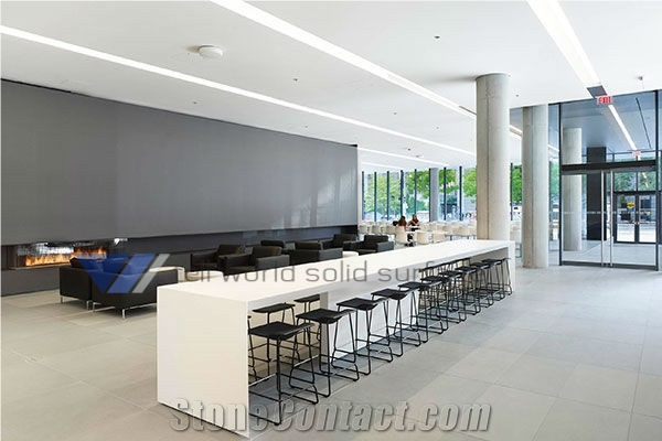 China White Manmade Stone Dining Table with 10 Seats, Modern Bar Table