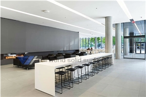 China White Manmade Stone Dining Table with 10 Seats, Modern Bar Table