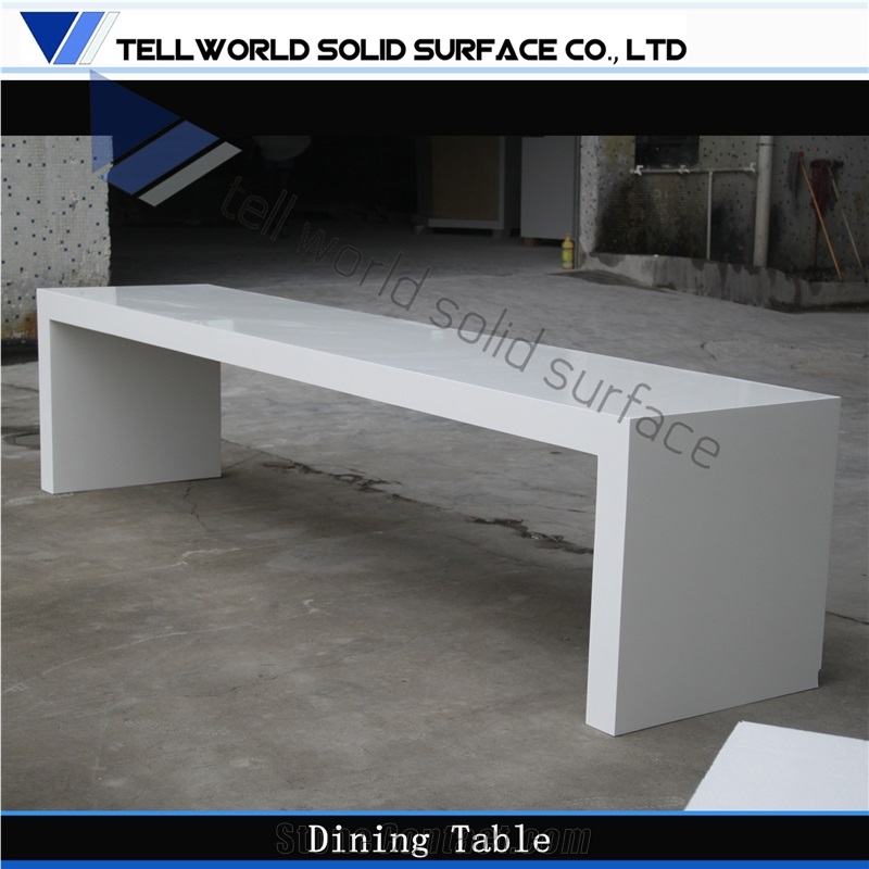 China White Manmade Stone Dining Table with 10 Seats, Modern Bar Table