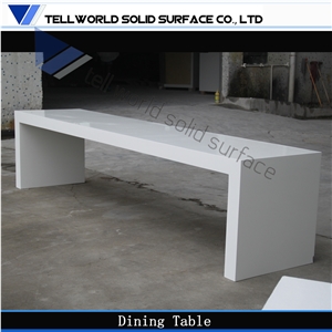 China White Manmade Stone Dining Table with 10 Seats, Modern Bar Table