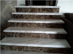 Ajax Marble Steps, White Marble Greece Stairs & Steps, Dark Emperador Marble Riser Staircase