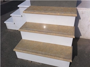 Giallo California Limestone Steps & Stairs, Yellow Limestone Egypt Stairs