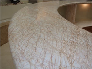 Golden Spider Marble Kitchen Countertop, Bar Top and Backsplash, White Marble Greece Vanity Tops