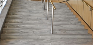 Kavala Semi White Marble Staircase, White Marble Greece Stairs & Steps