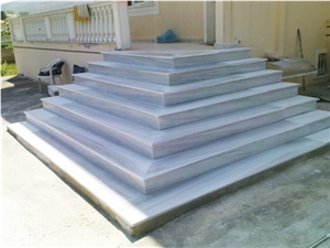 Kavala Semi White Marble Staircase, White Marble Greece Stairs & Steps
