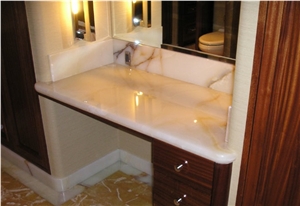 Light Onyx Bathroom Vanity Top, Beige Evia Onyx Greece Bath Tops