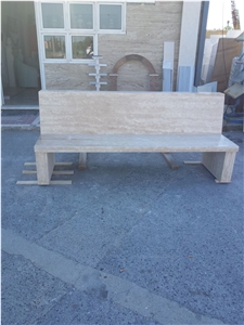 Travertine Exterior Bench, Skra Travertine Beige Greece Bench