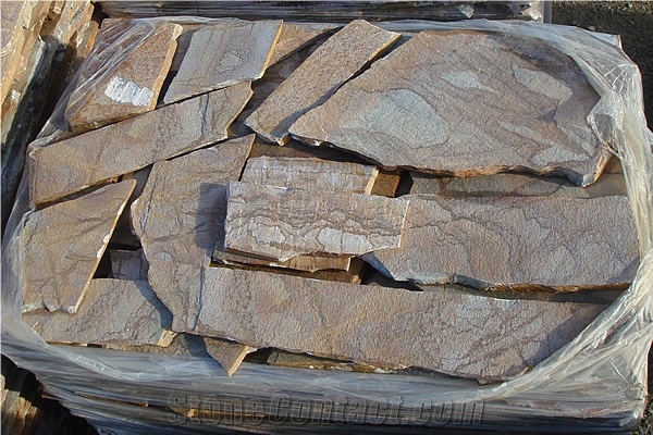 Karystos Stones Brown Polygon, Karystos Brown Slate Irregular Flagstone
