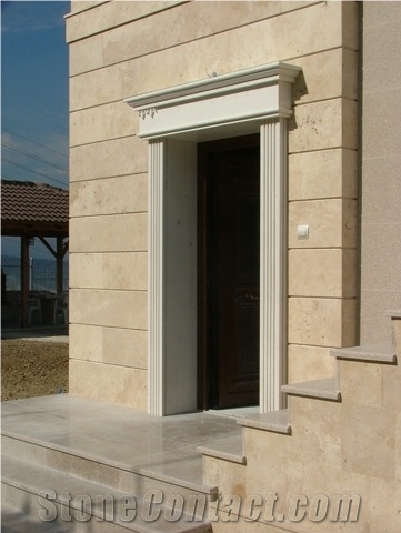 Travertine Wall Cladding, Facade, Vamvakofito Travertine Walling Stone, Beige Travertine Greece Wall Cladding