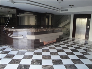 Marron Emperador Marble and Sivec White Ab Marble Floor Pattern