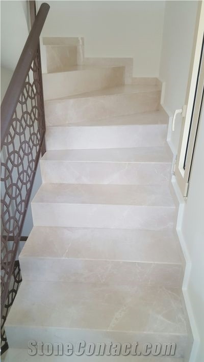 Volakas Marble Stairs, White Marble Greece Stairs & Steps