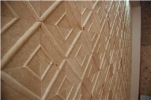 Light Cherry Travertine Cnc Carved Wall Panels, Blanco Fossil Travertine Wall Cladding, Beige Travertine Turkey Walling
