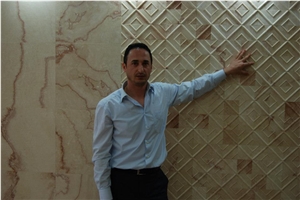 Light Cherry Travertine Cnc Carved Wall Panels, Blanco Fossil Travertine Wall Cladding, Beige Travertine Turkey Walling