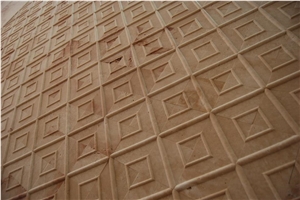 Light Cherry Travertine Cnc Carved Wall Panels, Blanco Fossil Travertine Wall Cladding, Beige Travertine Turkey Walling