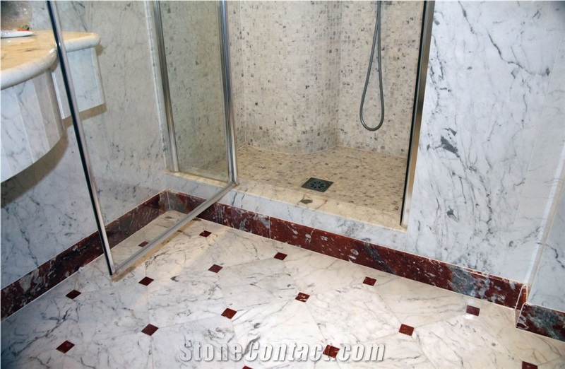 Bianco Venato Marble Bathhroom Design, Wall and Flooring, Shower Design, White Marble Italy Bath Design