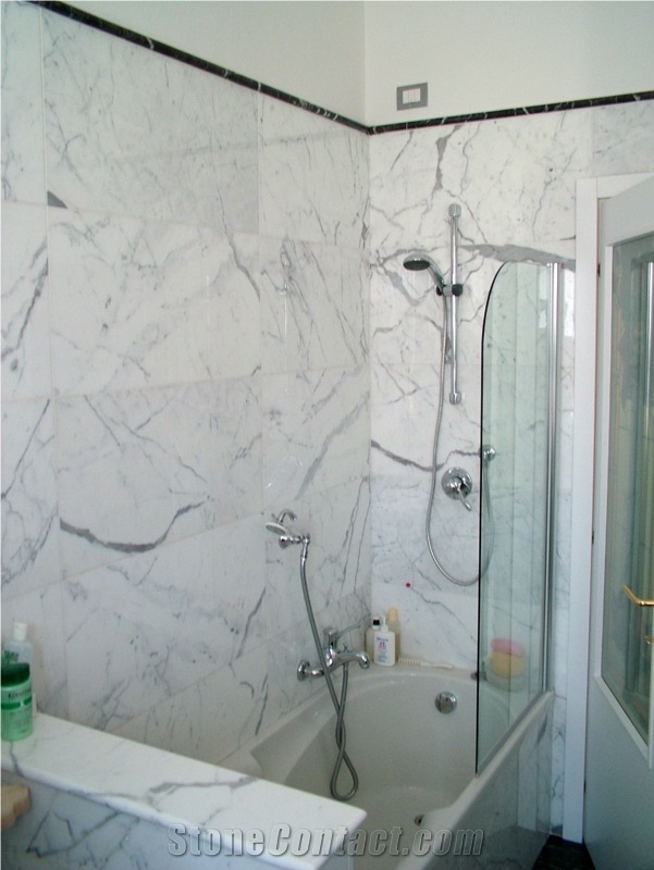 Bianco Venato Marble Bathhroom Design, Wall and Flooring, Shower Design, White Marble Italy Bath Design