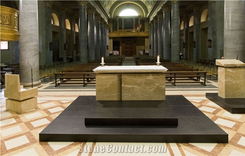 Breccia Aurora Marble Sawn Cut Church Altar Design, Church Furniture, Church Tables
